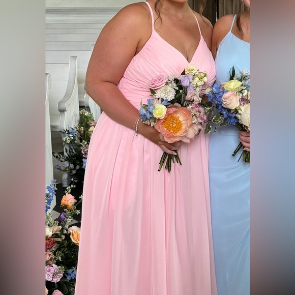 JJs House Petal Pink Spaghetti-Strap Prom Dress with Thigh Slit - Picture 3 of 3
